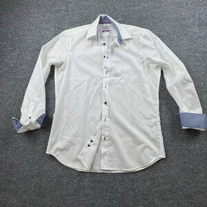 Lerros Premium Line Mens White Dress Shirt 15.5/39 Modern Fit Contrast Collar